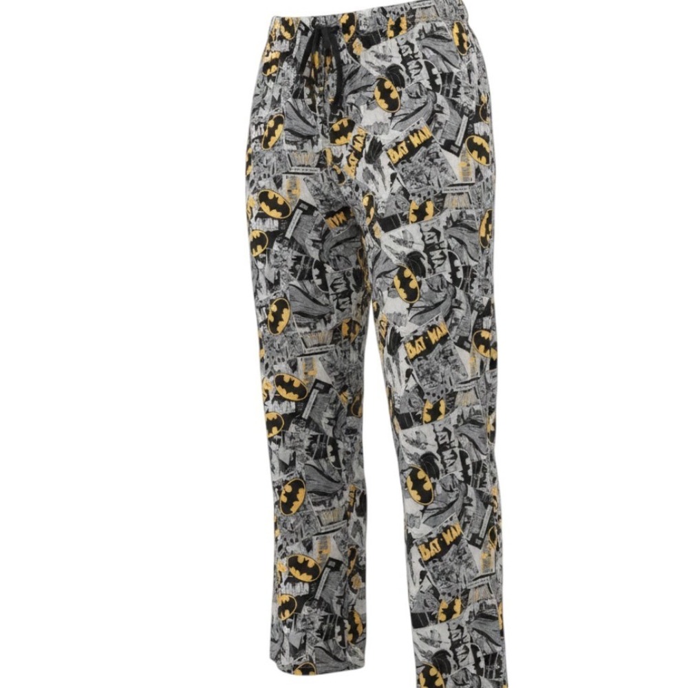 DC Comics Batman Comic Book Print Pajama Pants Gray Yellow XXL